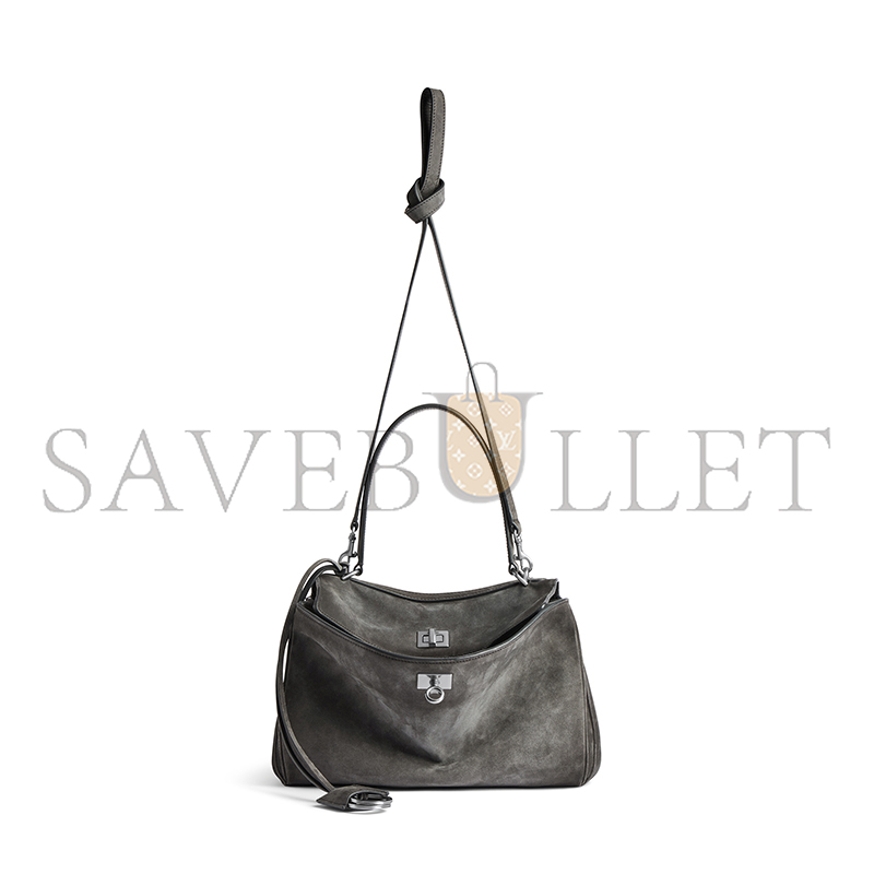 BALENCIAGA WOMEN'S RODEO HANDBAG SMALL IN STORM GREY 7897792AB4G1143 (27*20*10cm)